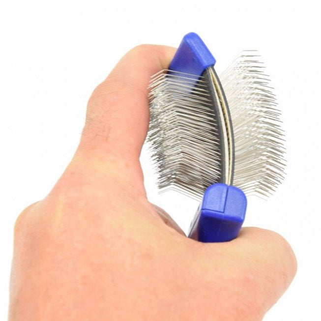 Flexibele slicker borstel blauw Tritra L