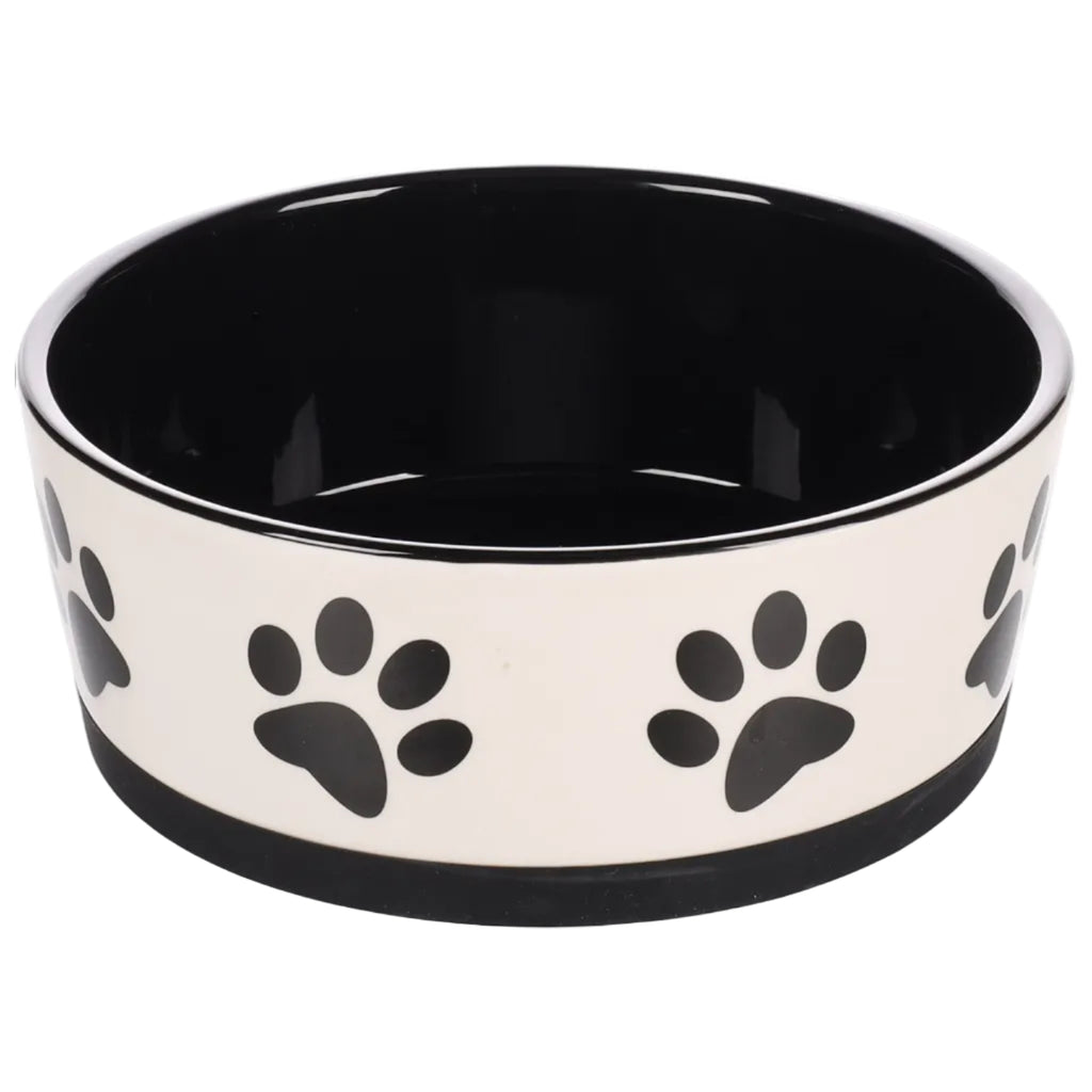 Voerbak Kenzo rond zwart en wit 14 cm