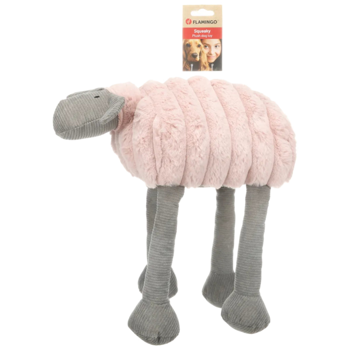 Speelgoed knuffel Ribola schaap roze liggend 38 cm
