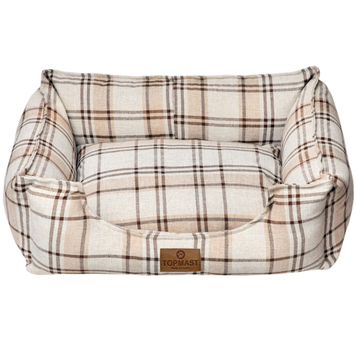Topmast luxe mand Iselle Tartan beige geruit, maat M